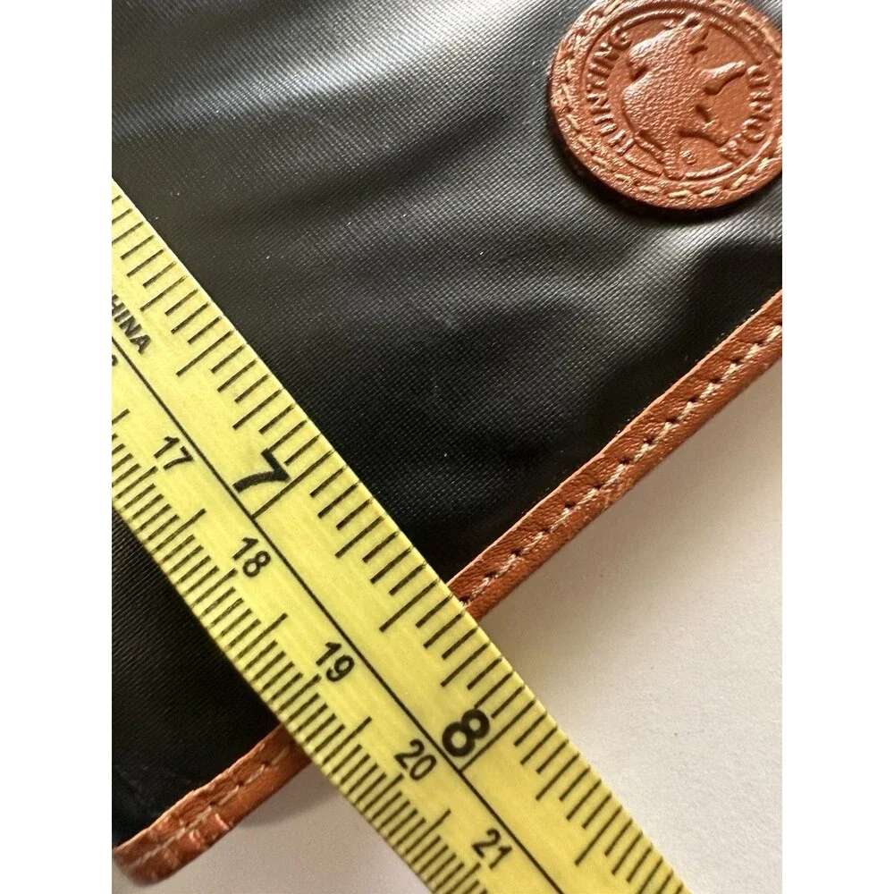 Hunting World Long Bifold Wallet Green Battue Cloth & Tan Leather Trim Italy